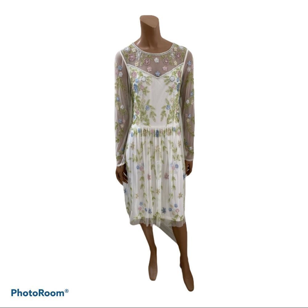 NEW Frock & Frill White Long Sleeve Mini Dress S